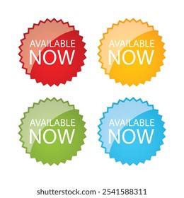 available now star badge set design isolated white background