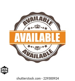 Available Now Word On Label And Stamp Vintage Style With Crown, Stars And Orange Ribbon, Special Promotion For Customer - Vector illustration.