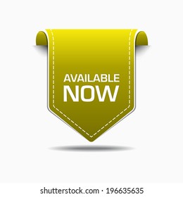 Available Now Yellow Label Icon Vector Design