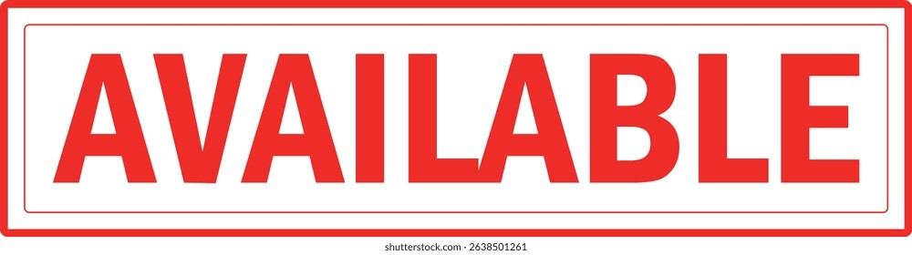 AVAILABLE - Red Rubber Stamp With text message AVAILABLE 
