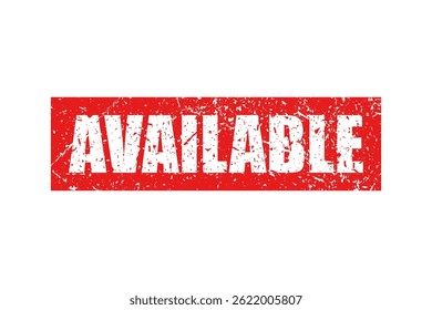 Available red stamp on white background