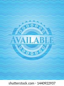 Available sky blue water wave emblem background. Vector Illustration. Detailed.