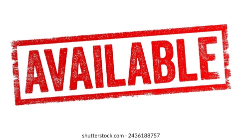 Disponible - algo que es accesible, obtenible o listo para su uso o compra, sello de concepto de texto
