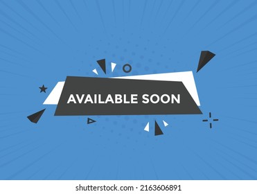 disponible pronto plantilla de botón web de texto. etiqueta de icono de signo de pronto disponible colorida
