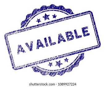 Available stamp seal. Vector element with grainy design and unclean texture in blue color. Designed for overlay watermarks and grunge textured rubber seal imitations.