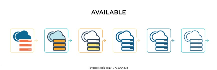Available vector icon in 6 different modern styles. Black, two colored available icons designed in filled, outline, line and stroke style. Vector illustration can be used for web, mobile, ui