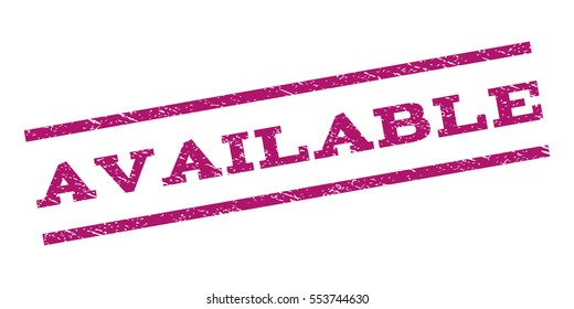 Available watermark stamp. Text caption between parallel lines with grunge design style. Rubber seal stamp with unclean texture. Vector purple color ink imprint on a white background.