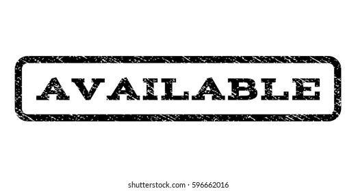 Available watermark stamp. Text tag inside rounded rectangle frame with grunge design style. Rubber seal stamp with dirty texture. Vector black ink imprint on a white background.