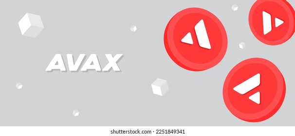 Avalance AVAX crypto currency 3D coin banner svg