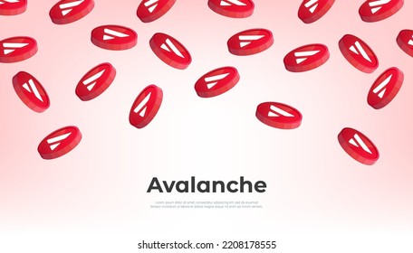 Avalanche (AVAX) coin falling from the sky. AVAX cryptocurrency concept banner background.