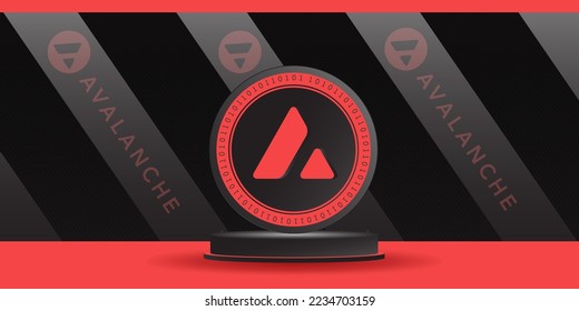 Avalanche AVAX crypto coin token banner and background 3D display vector illustration