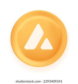 Avalanche (AVAX) crypto currency 3D coin vector illustration isolated on white background. Can be used as virtual money icon, logo, emblem, sticker and badge designs. svg