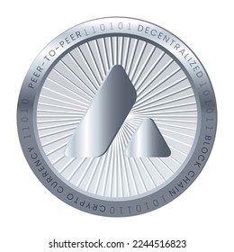 Avalanche (AVAX) crypto currency coin vector template isolated on white background