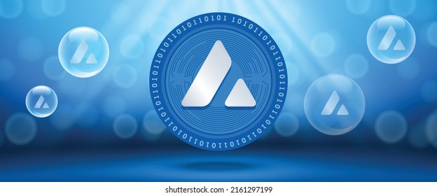 Avalanche (AVAX) crypto currency futuristic tech vector background. Can be used as wallpaper, website banner, poster and technology backdrop. 