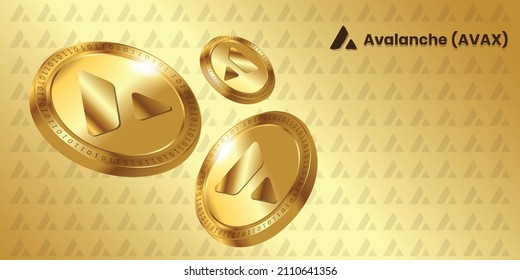 Avalanche AVAX kryptowährende Vektorgrafik mit Logo in goldener Münzvorlage