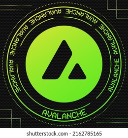 Avalanche AVAX vector symbol with cryptocurrency themed background design. Blockchain currency modern banner. Vector illustration