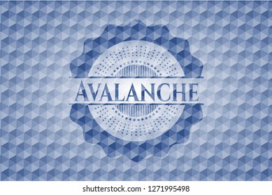 Avalanche blue polygonal badge.