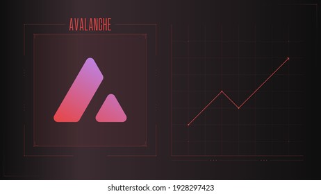 Logo de gradiente colorido de Avalanche. Fondo del concepto de la infografía de crecimiento de criptodivisa.