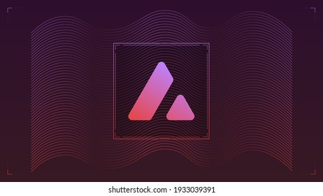 Avalanche cryptocurrency colorful gradient logo on dark background with wavy thin line.