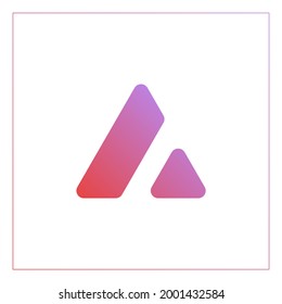 Avalanche cryptocurrency colorful gradient logo. Isolated on white.
