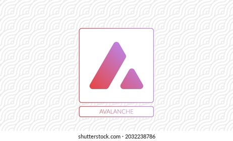 Avalanche cryptocurrency colorful logo isolated on white pattern background.