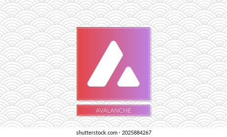 Avalanche cryptocurrency colorful logo on pattern background.