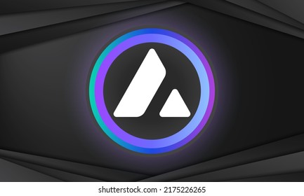 Avalanche cryptocurrency logo. Electronic money. Background of virtual money. Modern neon color banner. Cryptocurrency Blockchain technology concept.