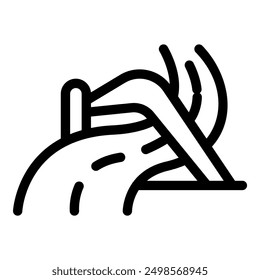 Avalanche falling from mountain peak, outline style icon, suitable for natural disasters infographics