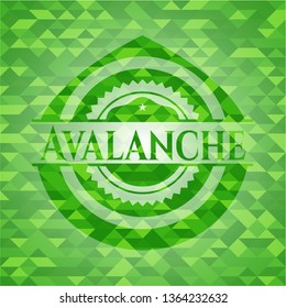 Avalanche green emblem. Mosaic background