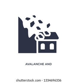 avalanche and house icon. Simple element illustration from meteorology concept. avalanche and house editable symbol design on white background. Can be use for web and mobile.