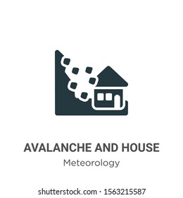 Avalanche and house vector icon on white background. Flat vector avalanche and house icon symbol sign from modern meteorology collection for mobile concept and web apps design.