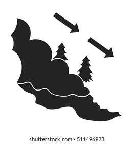 Avalanche icon in black style isolated on white background. Ski resort symbol stock vector illustration.