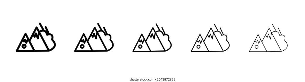 ícone de avalanche sinal de vetor preto e branco