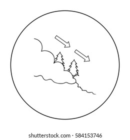 Avalanche icon in outline style isolated on white background. Ski resort symbol stock vector illustration.