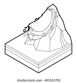 Avalanche icon in outline style on a white background vector illustration