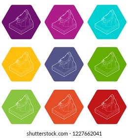 Avalanche icons 9 set coloful isolated on white for web