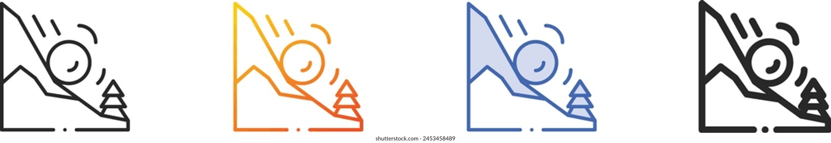 avalanche icon.Thin Linear, Gradient, Blue Stroke and bold Style Design Isolated On White Background