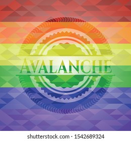 Avalanche lgbt colors emblem. Vector Illustration. Mosaic.