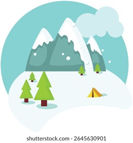 Desastre natural de la avalancha en el icono del Vector de montaña