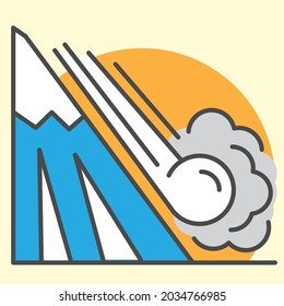 Avalanche, Power of nature and Natural disaster concept, Vector illustration