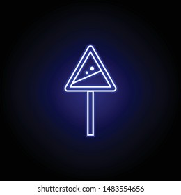 avalanche sign warning line icon in neon style. Element of winter sport illustration. Signs and symbols icon can be used for web, logo, mobile app, UI, UX