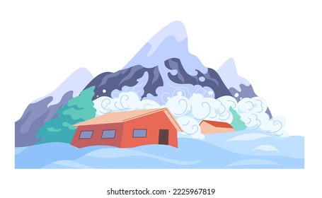 Avalanche, snow coming down the mountain