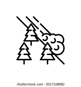 Avalanche thin line icon: snowball falling from mountains. Natural disaster, catastrophe. Vector illustration