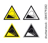 Avalanche warning danger caution sign vector set