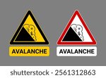Avalanche Warning Signs Vector Illustration