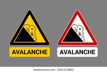 Avalanche Warning Signs Vector Illustration