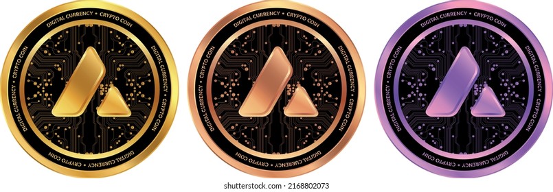 avalanche-avax  coin vector illustrations. 3d illustration. vector coins.