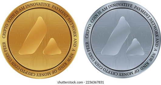 avalanche-avax  coin vector illustrations. 3d illustration. vector coins.