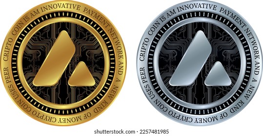 avalanche-avax  coin vector illustrations. 3d illustration. vector coins.