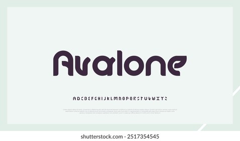 Avalone Abstract fontes de alfabeto moderno mínimo para logotipo. Tecnologia de tipografia música digital eletrônica futura fonte criativa. ilustração vetorial